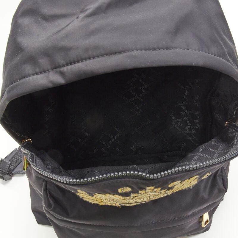 VERSACE Medusa Western Starburst embroidered black nylon backpack 4