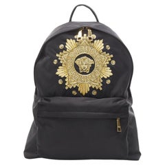 VERSACE Medusa Western Starburst embroidered black nylon backpack