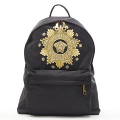 VERSACE Medusa Western Starburst embroidered black nylon backpack
