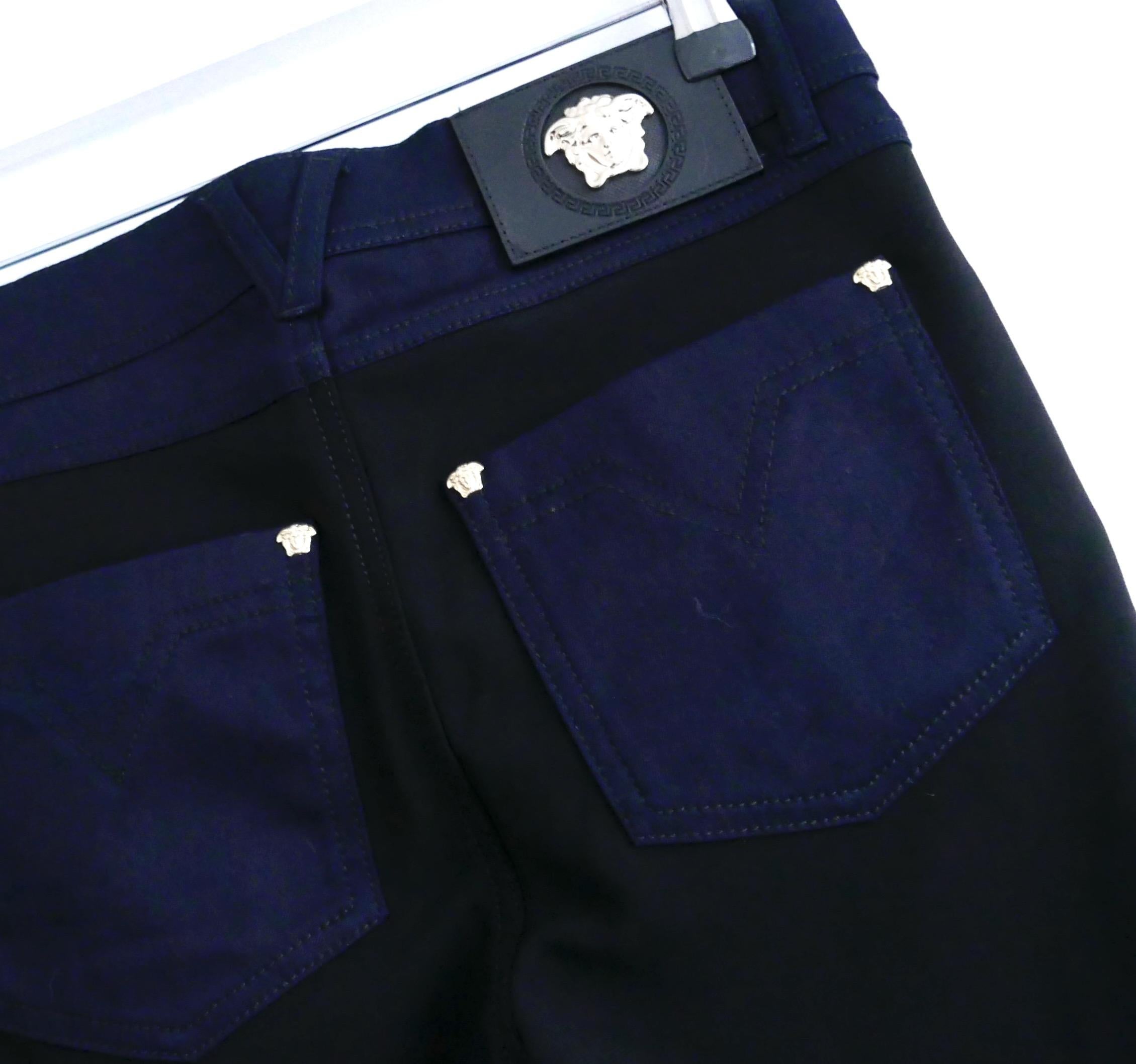 Women's Versace Medussa Head Mixed Denim & Jersey Jeans