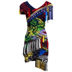 VERSACE Mega Mix Print Fringe Mini Dress IT42 US 4-6