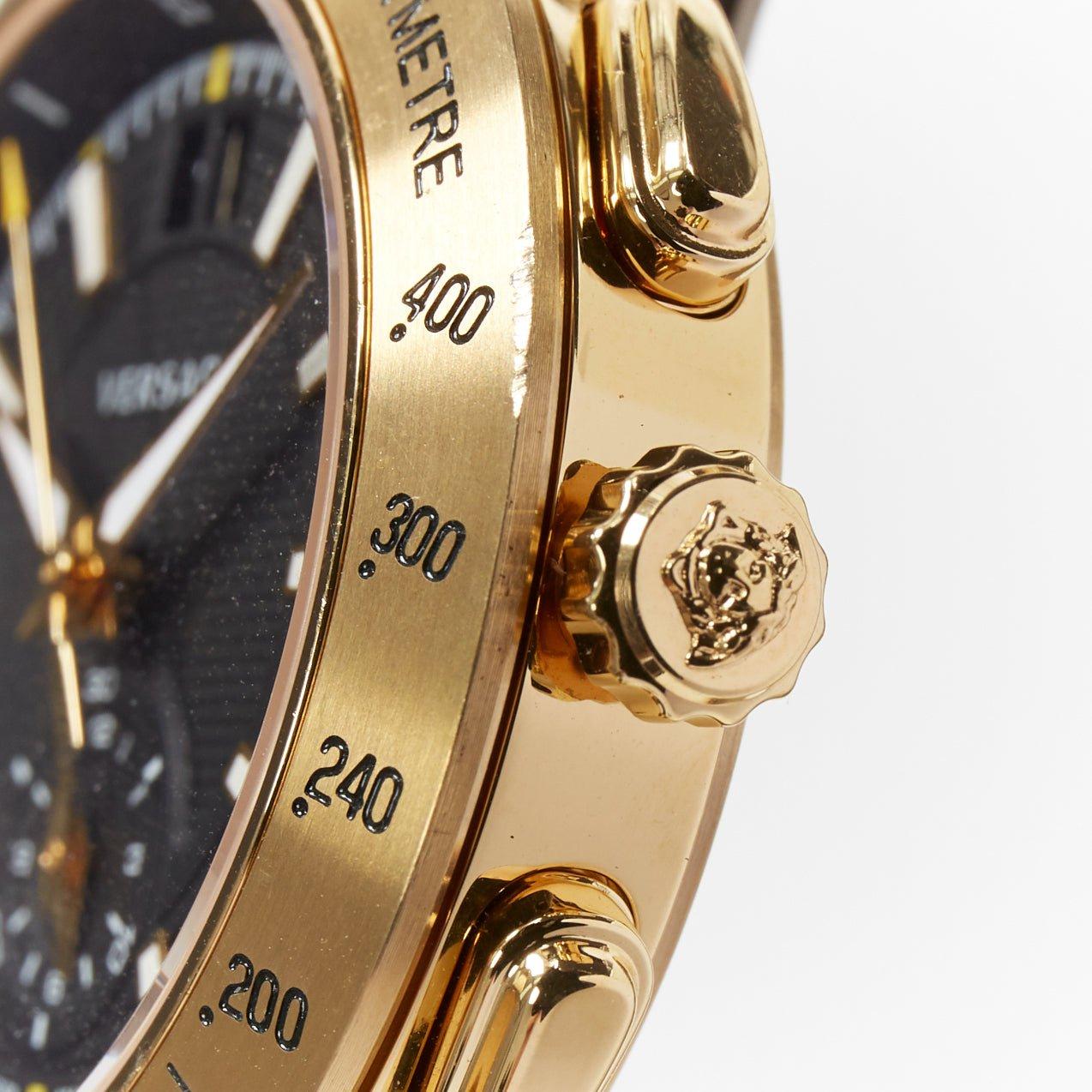 VERSACE Men V-Race Sport Gold Black Face stainless steel quartz analog watch In Fair Condition In Hong Kong, NT