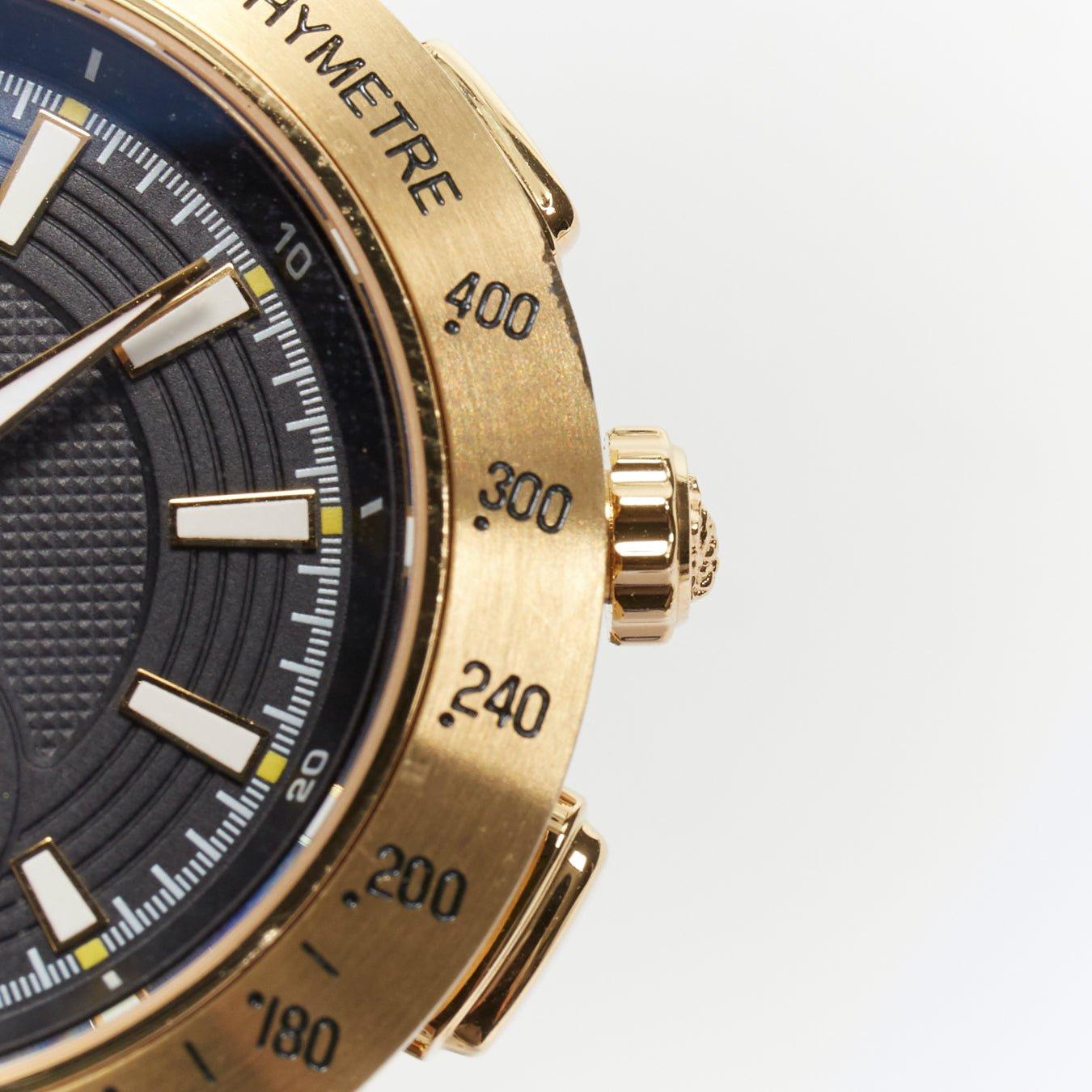 Men's VERSACE Men V-Race Sport Gold Black Face stainless steel quartz analog watch For Sale