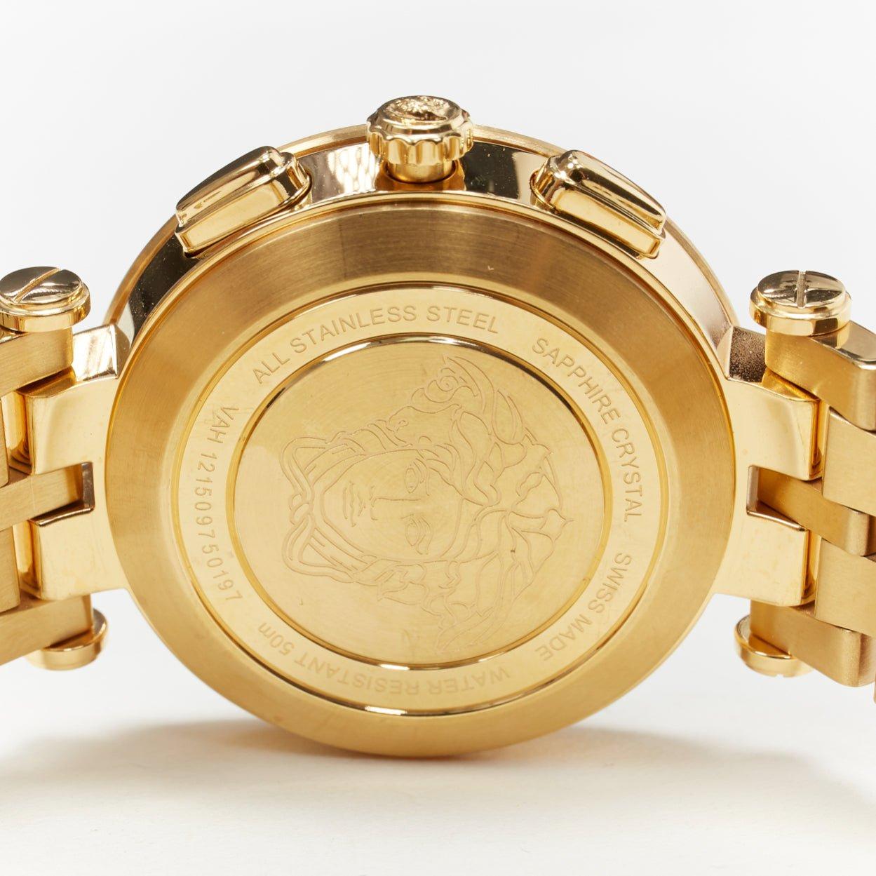 VERSACE Men V-Race Sport Gold Black Face stainless steel quartz analog watch 1