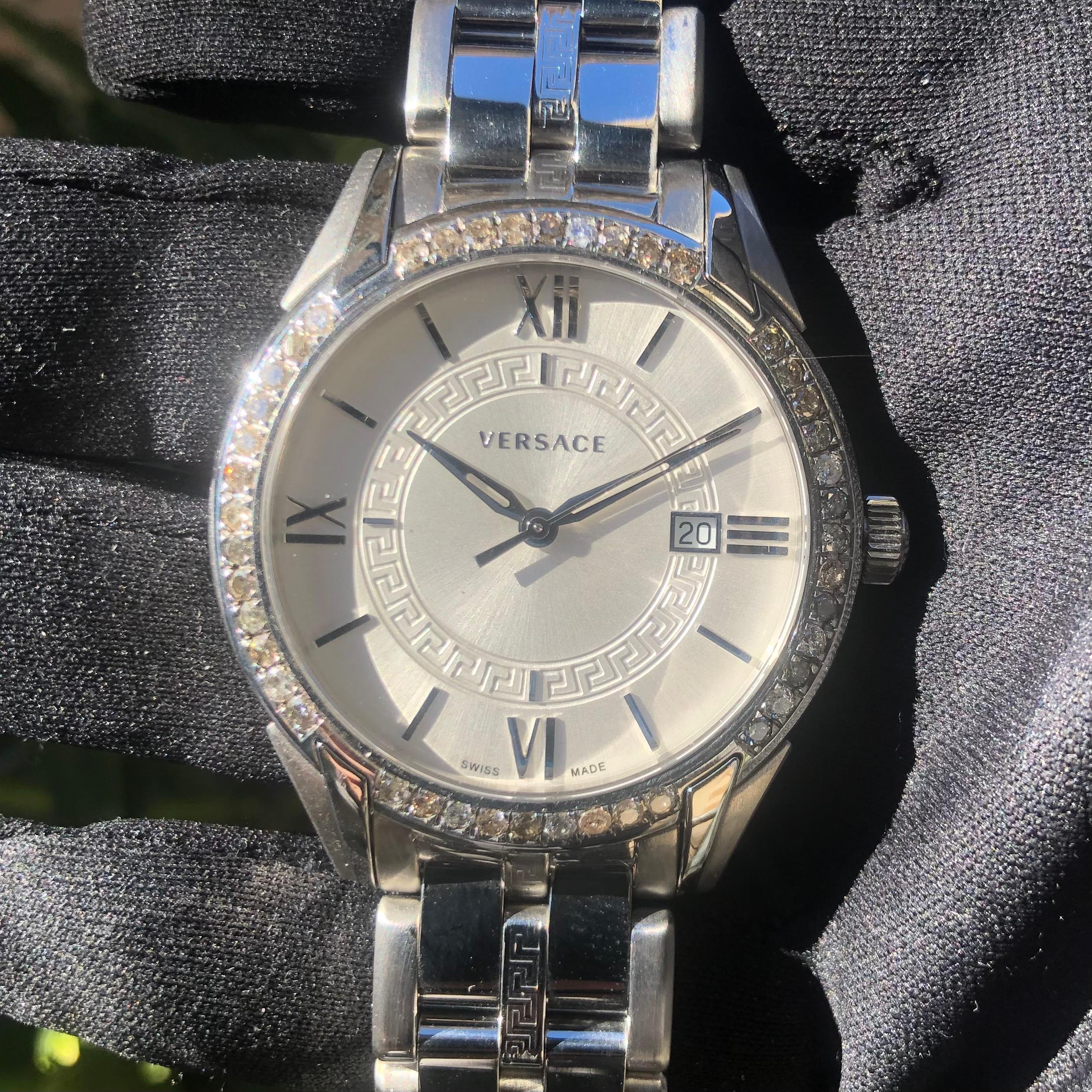 versace men's watch silver