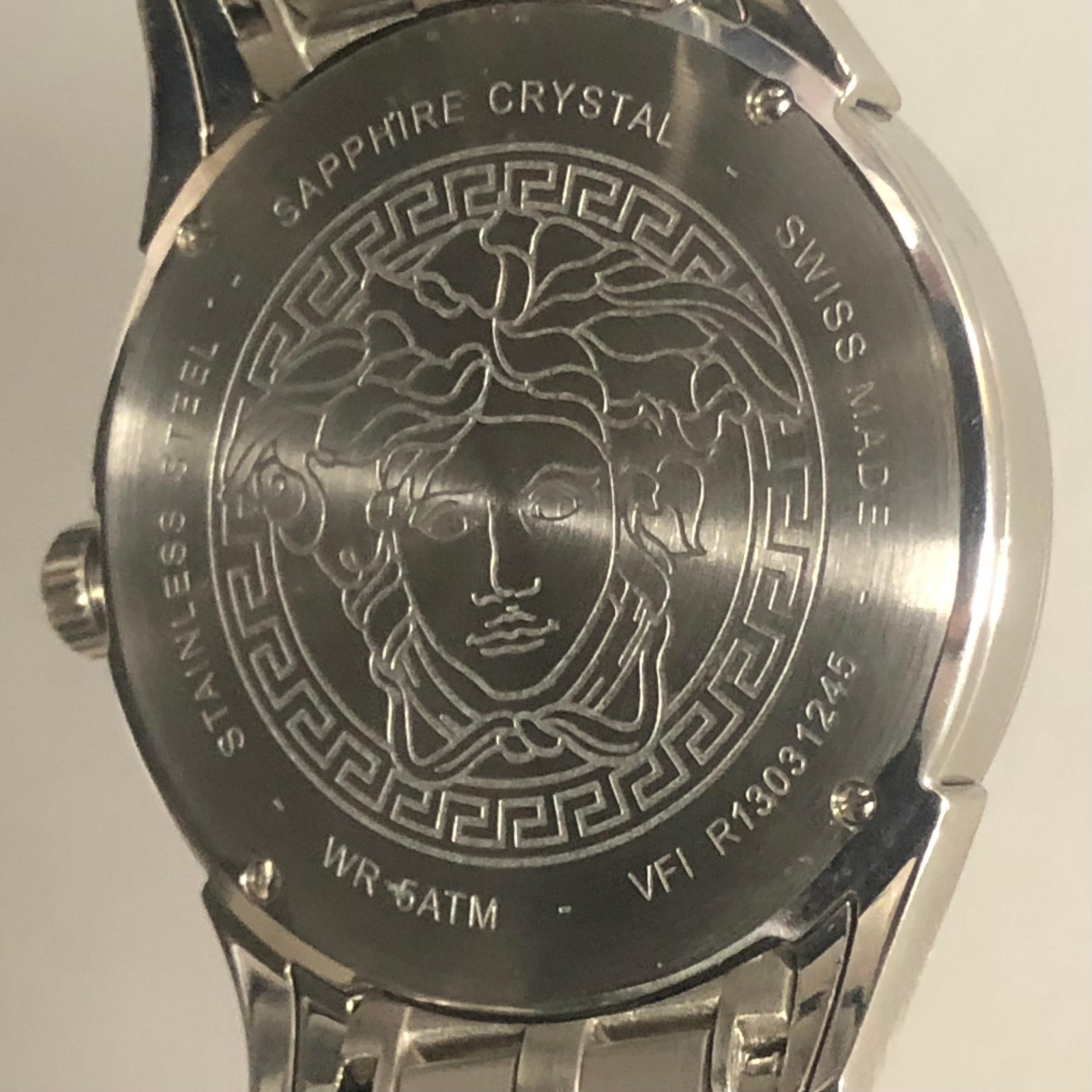 Versace Men’s 42mm Watch with Custom Diamond Iced Bezel In Excellent Condition For Sale In New York, NY