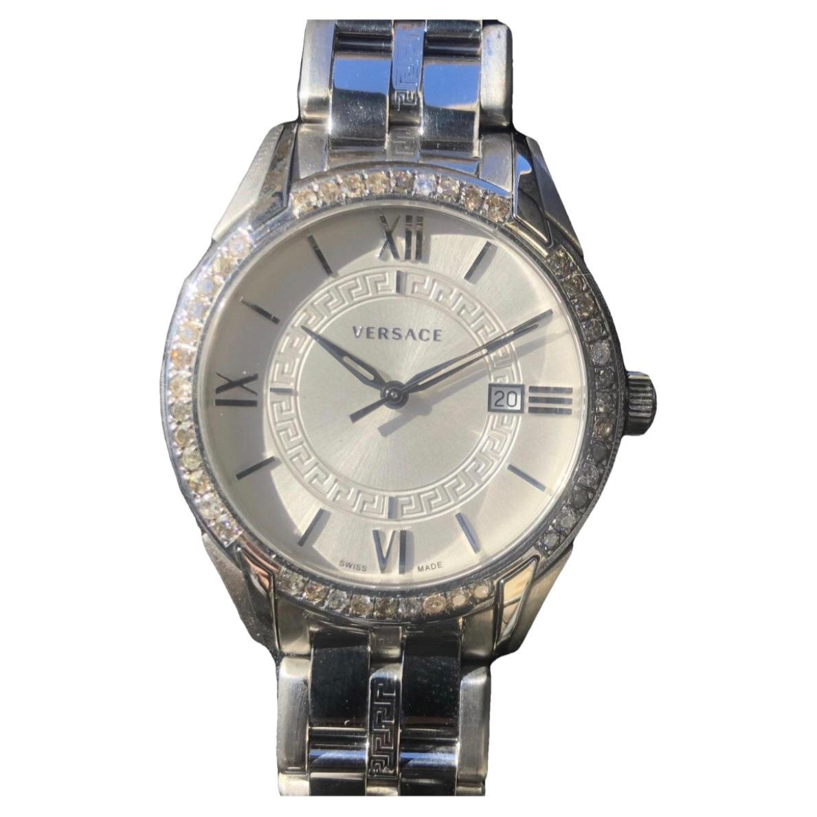 Versace Men’s 42mm Watch with Custom Diamond Iced Bezel For Sale