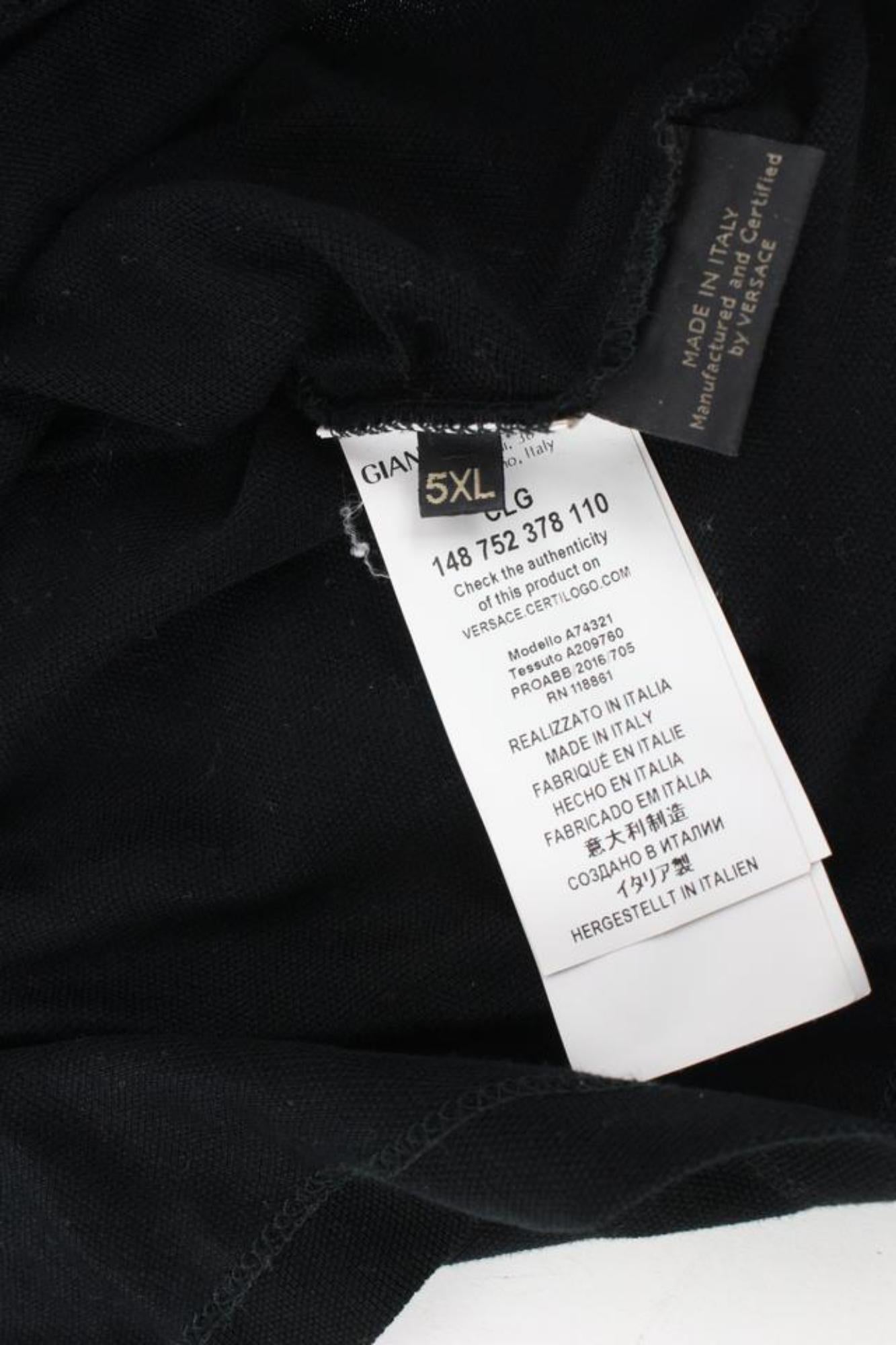 Versace Men's 5XL Black Cotton Greca Collar Polo Shirt Medusa 120v27 4