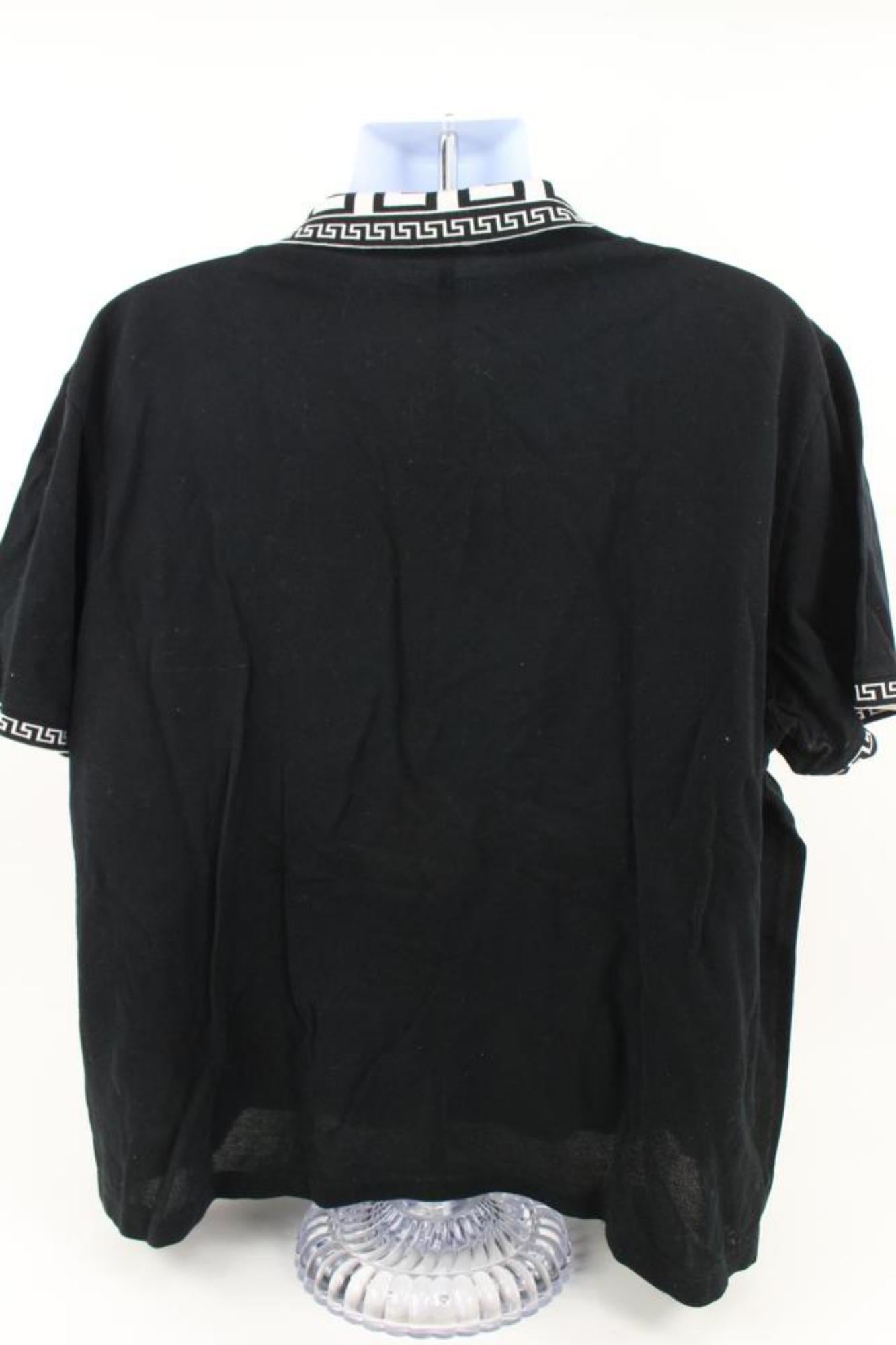 Versace Men's 5XL Black Cotton Greca Collar Polo Shirt Medusa 120v27 3