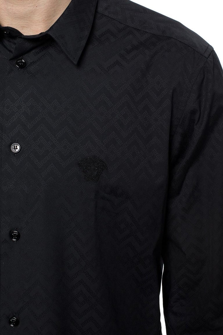 Chemise Balmain Homme Logo All Over – Taille 46, Noire, Manches Courtes, Neuve Avec étiquette