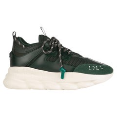 Used Versace Mens Dark Green Chain Reaction Sneaker Size 44