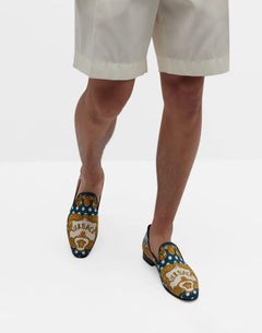 VERSACE MEN'S FABRIC LOGO LOAFERS Size IT 44 - US 11
