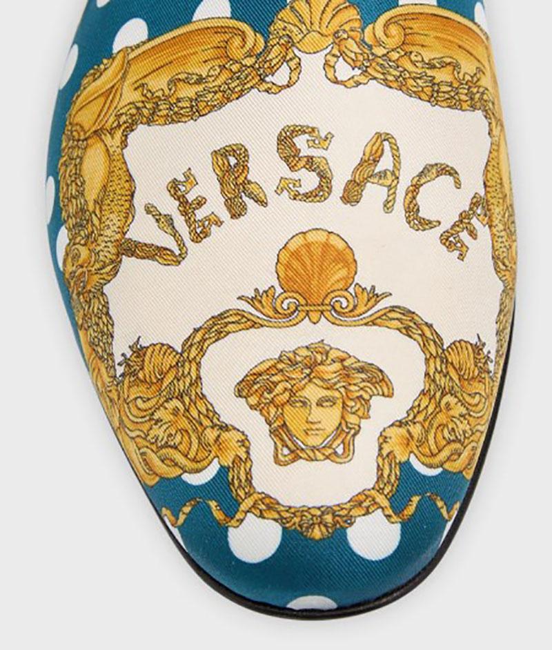 Men's VERSACE MEN'S FABRIC LOGO LOAFERS Size IT 44 - US 11