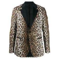 Versace - Veste de smoking/blazer en jacquard imprimé léopard pour homme, taille 48 (IT)