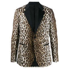 Versace Mens FW19 Jacquard Leopard Print Tuxedo Jacket / Blazer Size 50 (IT)