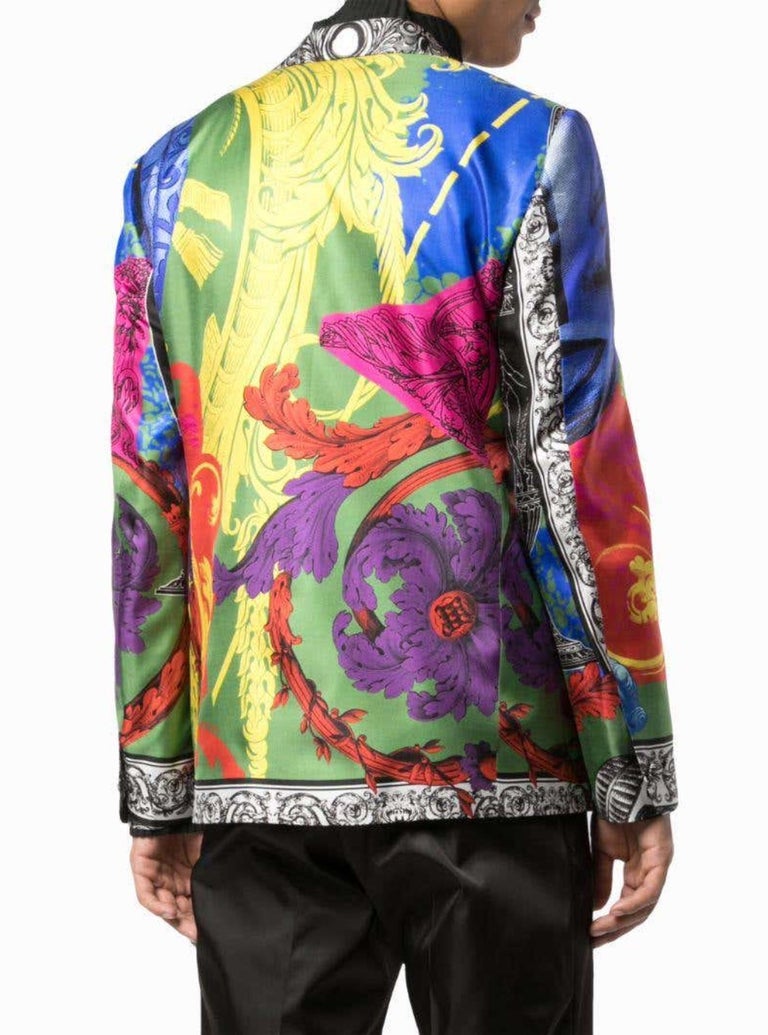 Versace Mens Magna Grecia Multicolor Print Silk Dinner Jacket / Blazer ...