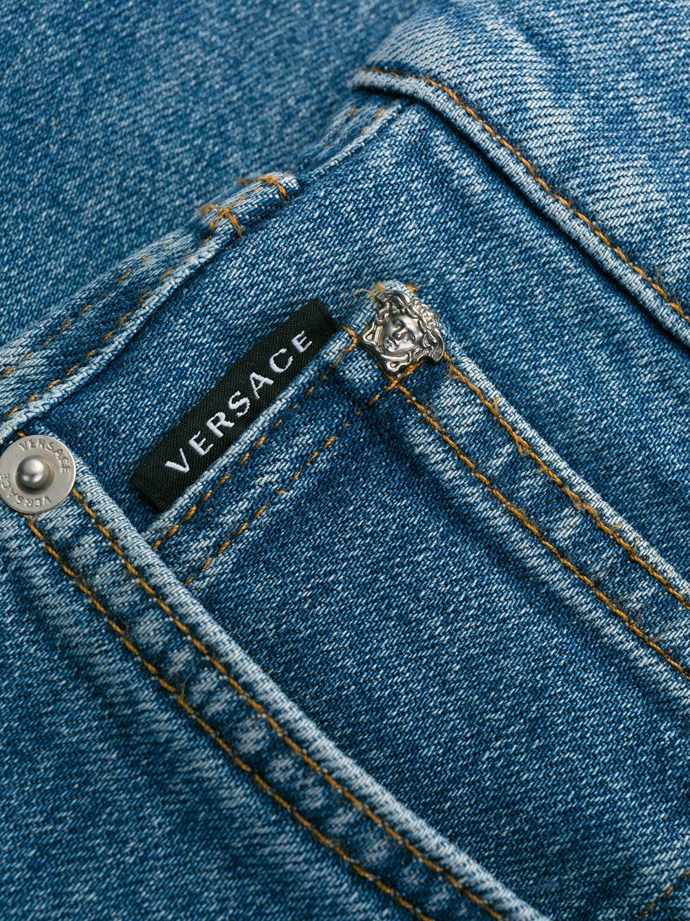 Men's Versace Mens Medium Blue Slim Fit Denim Jeans with Medusa Stitching Size 34