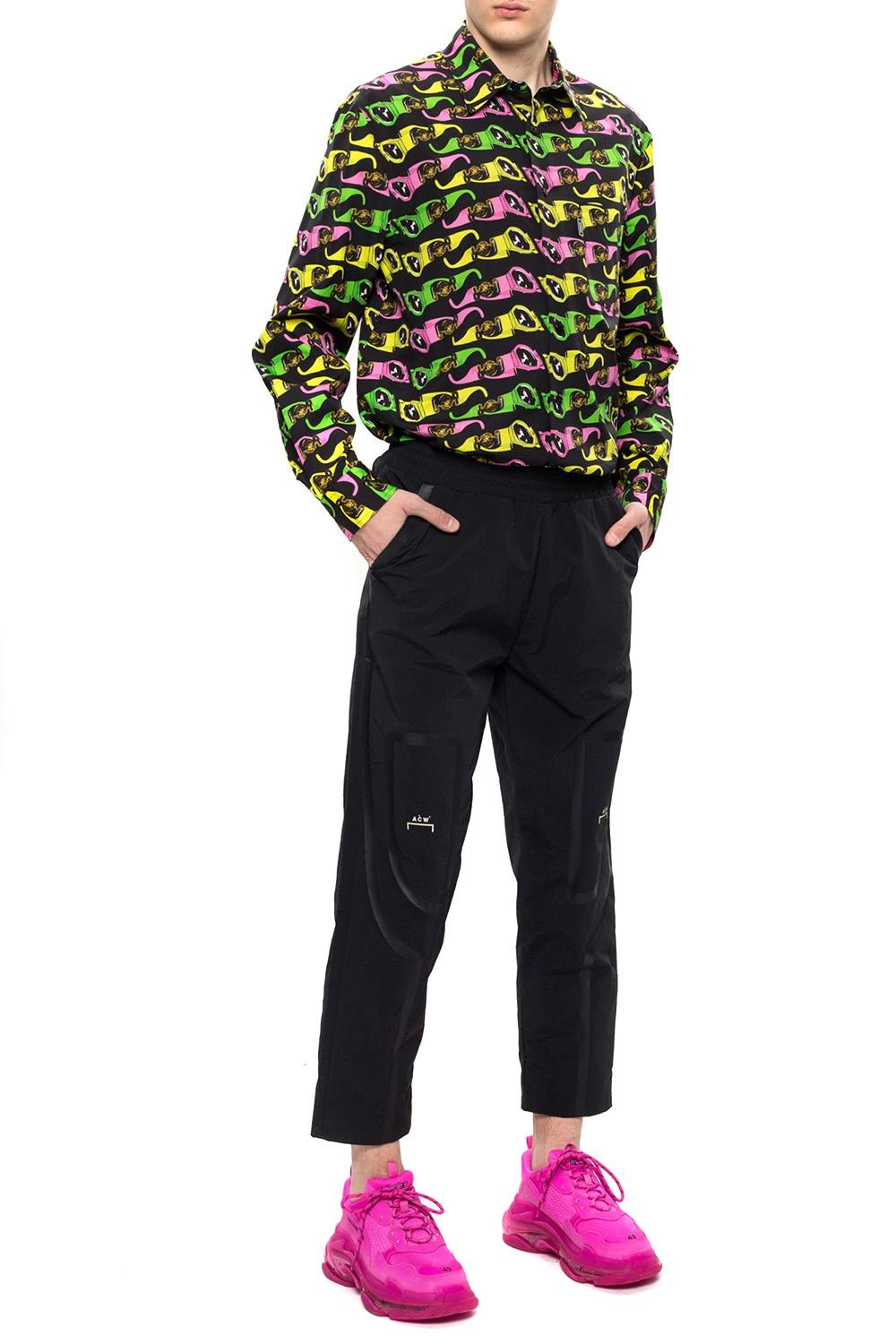 Black Versace Mens Medusa Biggie Sunglasses Print Long Sleeve Cotton Shirt Size 39