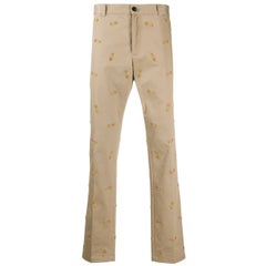 Versace Mens Safety Pin Embroidered Khaki Beige Pants / Trousers Size 54