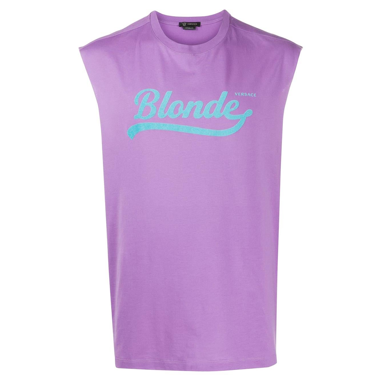 Versace Mens SS20 "Blonde" Lavender Sleeveless Muscle Tee Size Large