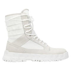 Versace Mens SS20 Runway White Mid-Calf Lace-Up Combat Boot / Sneakers Size 41.5