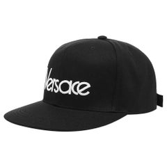 Versace Mens Vintage Logo Embroidered Black Baseball Cap Size 58