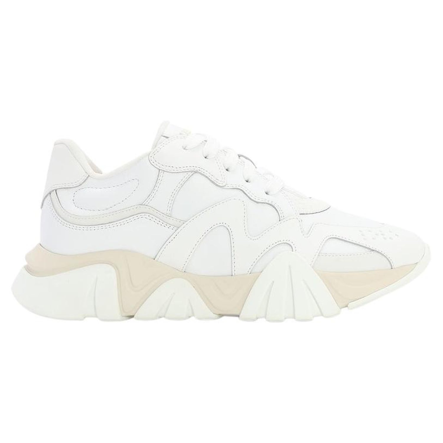 Horizontaal Induceren formaat Versace Mens White and Beige Leather/Canvas Squalo Sneakers Size 41 For Sale  at 1stDibs