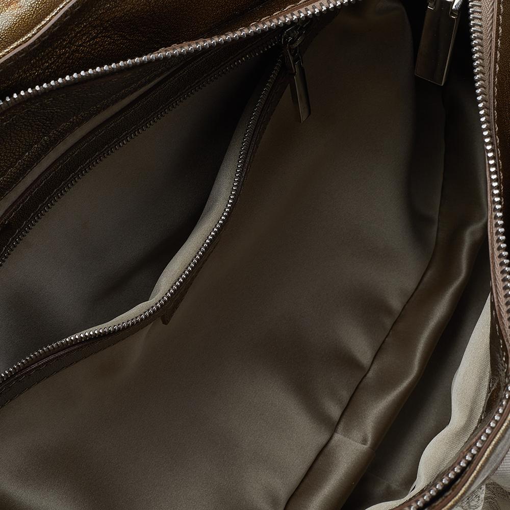 Borsa a tracolla in tela e pelle Versace oro metallizzato/crema Signature 2