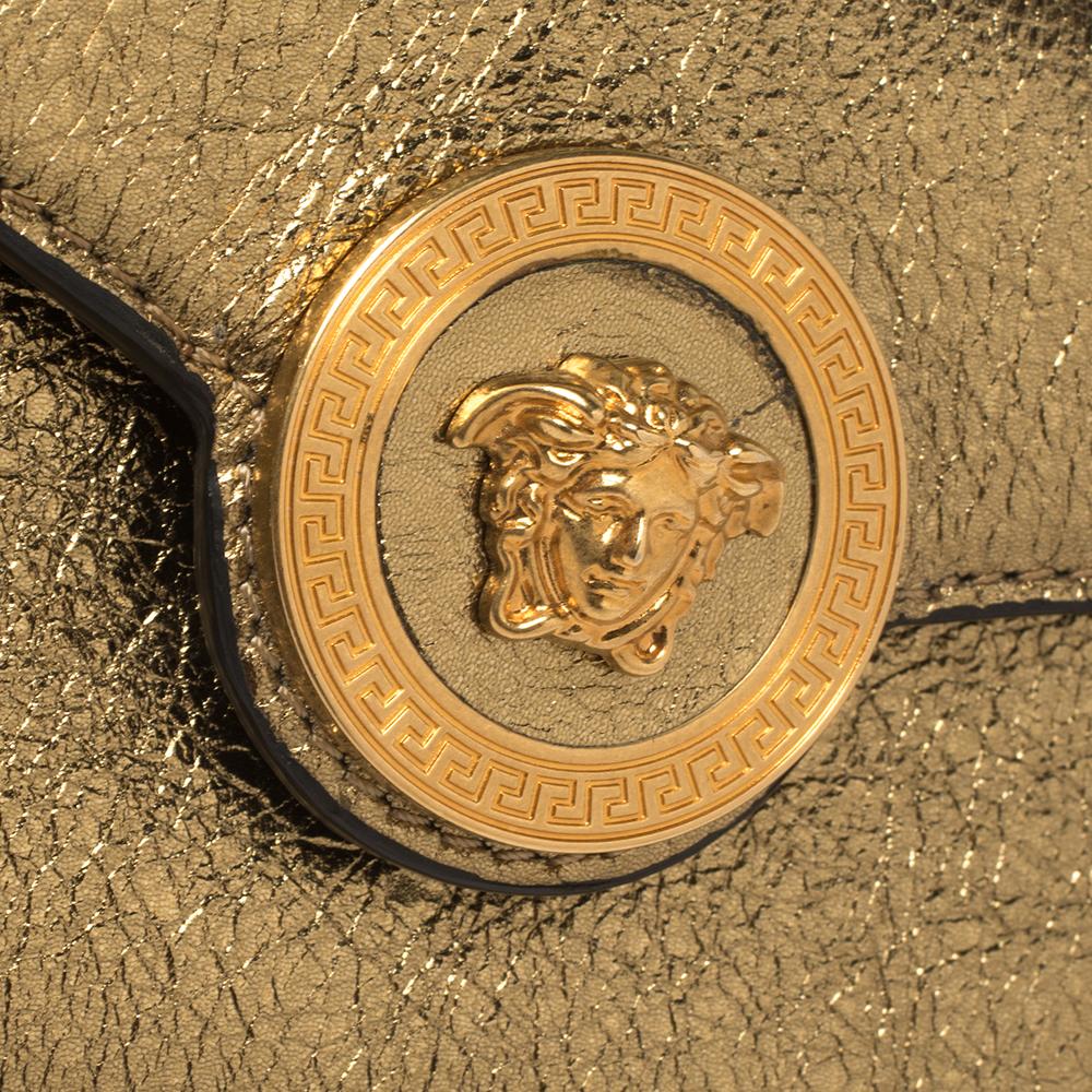Versace Metallic Gold Leather Medusa Wallet on Chain 3