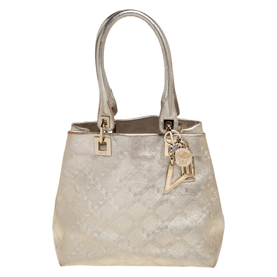 Versace Metallic Gold Leather Tote For Sale at 1stDibs | gold tote bag,  gold versace handbag, versace metallic bag