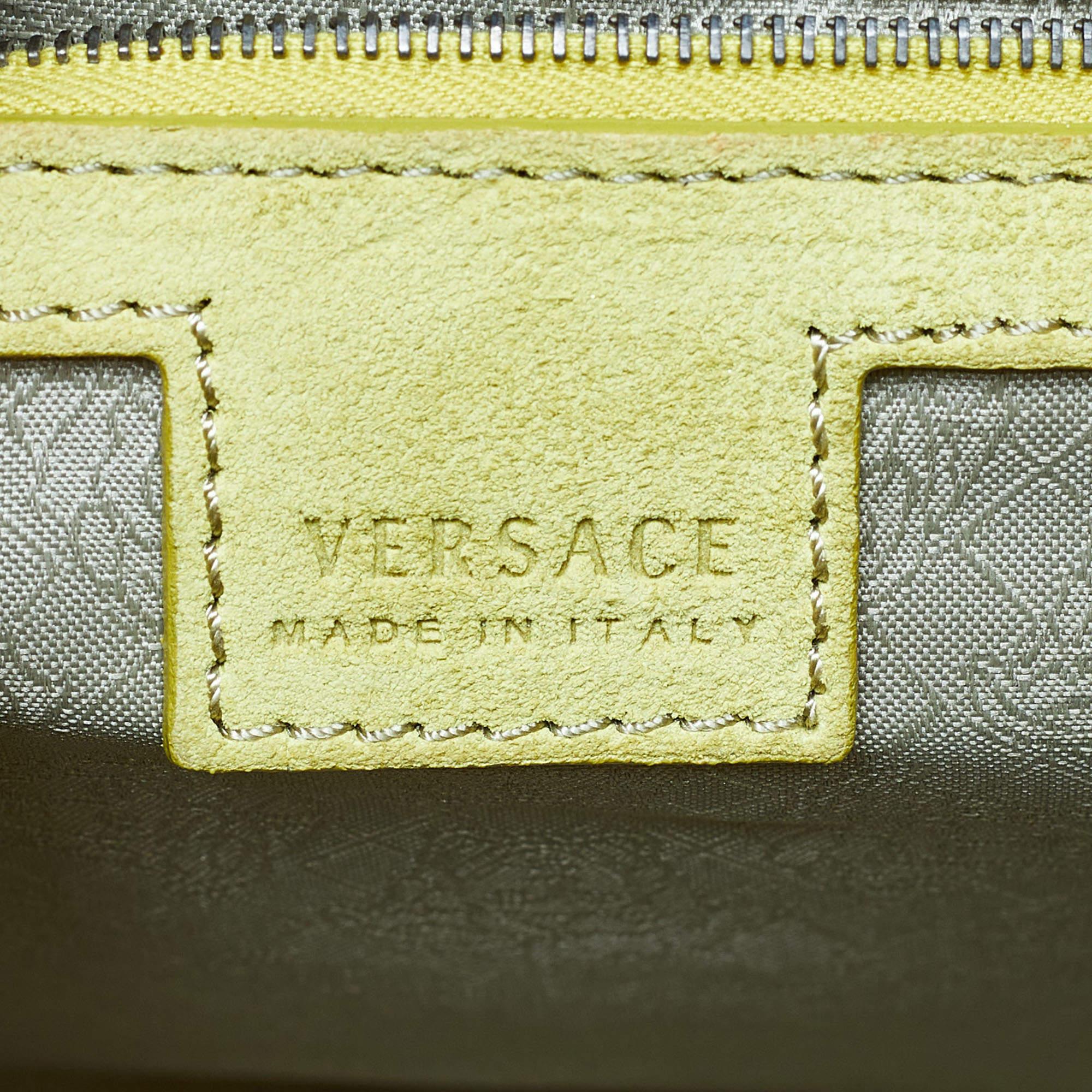 Versace Metallic Green Patent Leather Flap Hobo For Sale 4