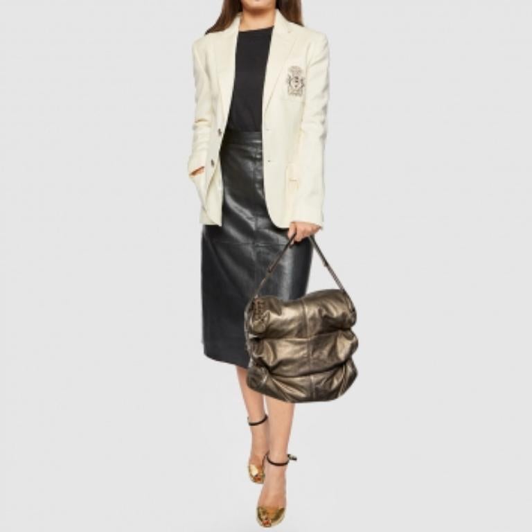 Versace Hobo en cuir gris métallisé Pour femmes en vente
