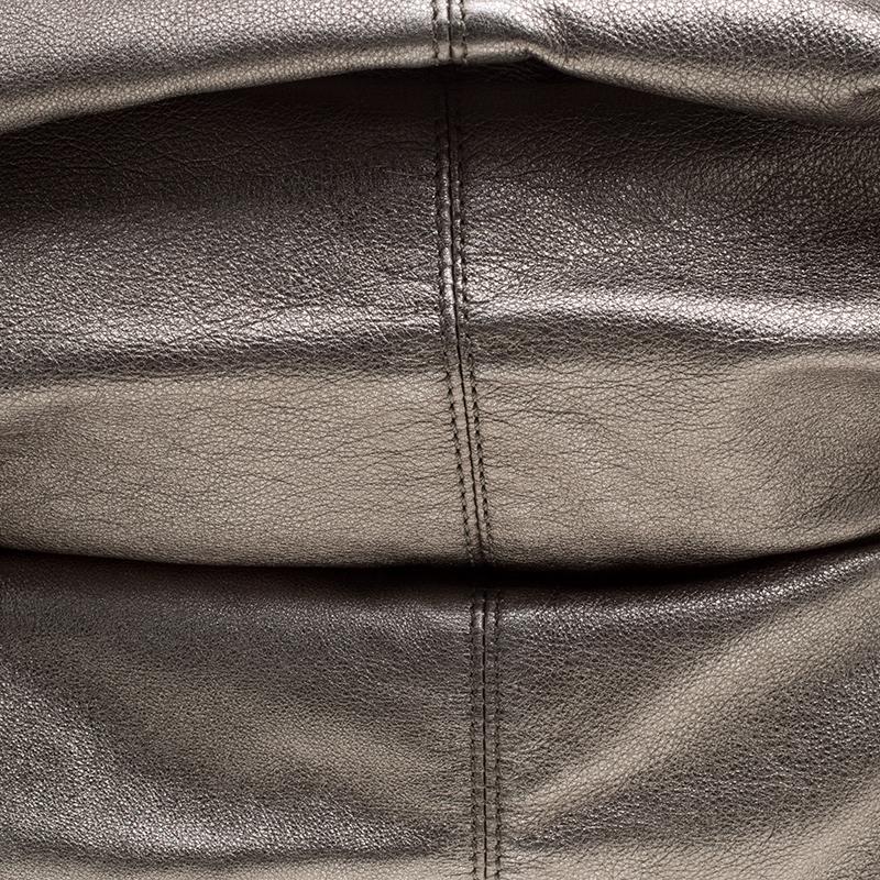 Women's Versace Metallic Grey Leather Hobo