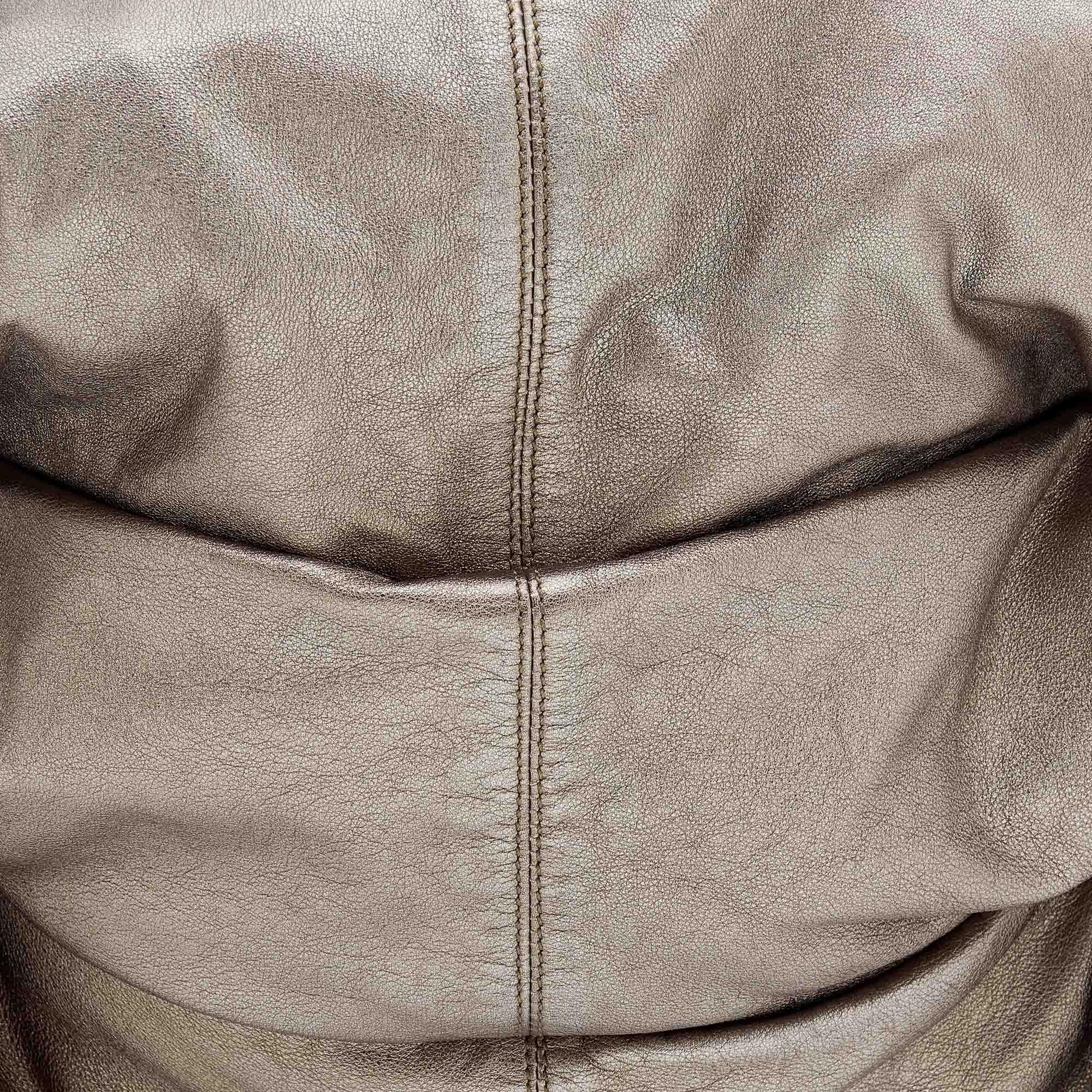 Versace Metallic Grey Leather Hobo For Sale 4
