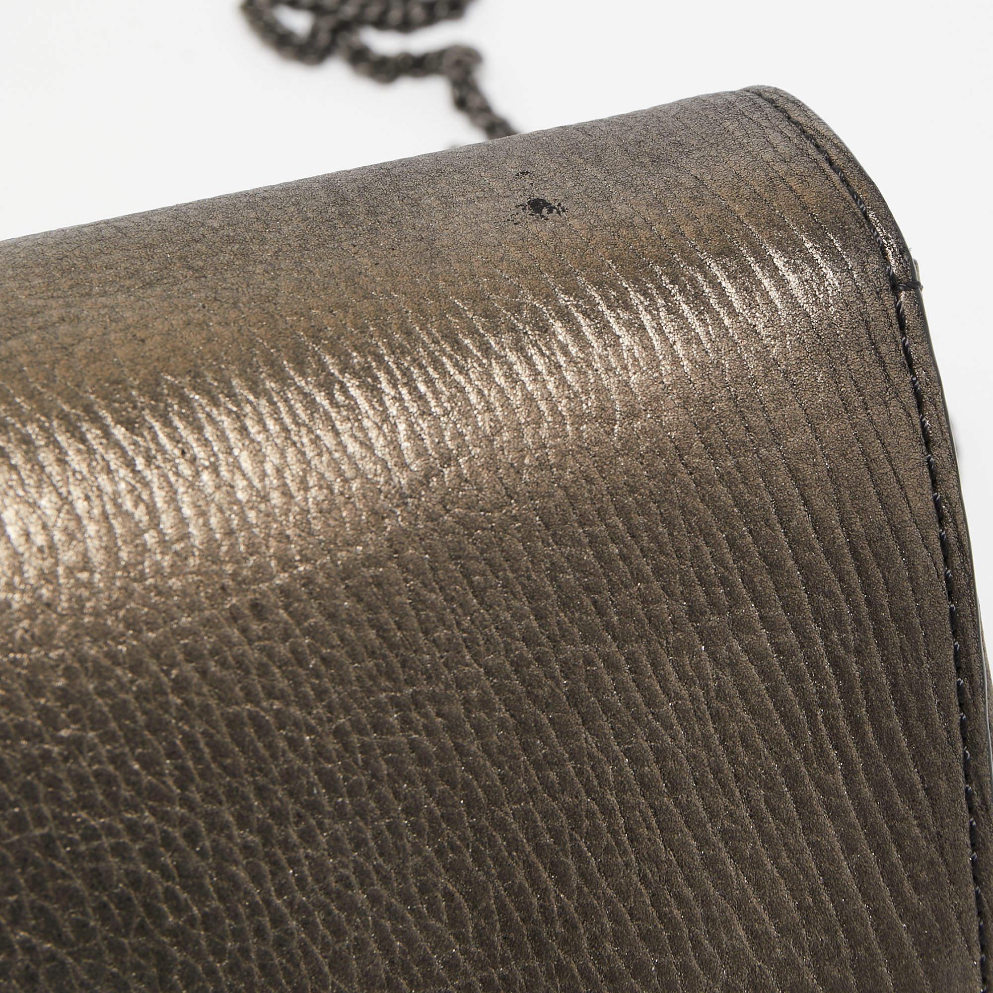 Versace Metallic Leather Palazzo Medusa Chain Clutch 2
