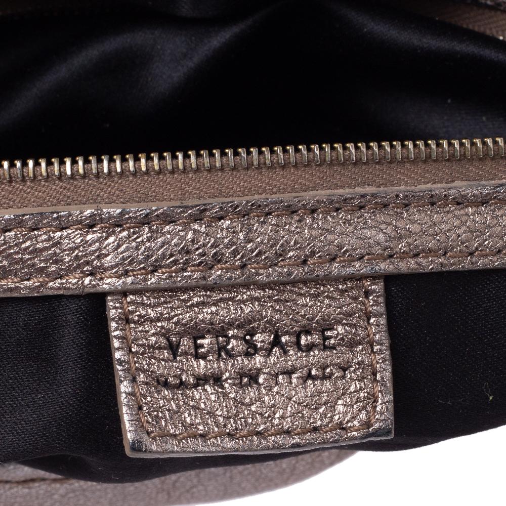 Versace Metallic Leather Pocket Shoulder Bag For Sale 3