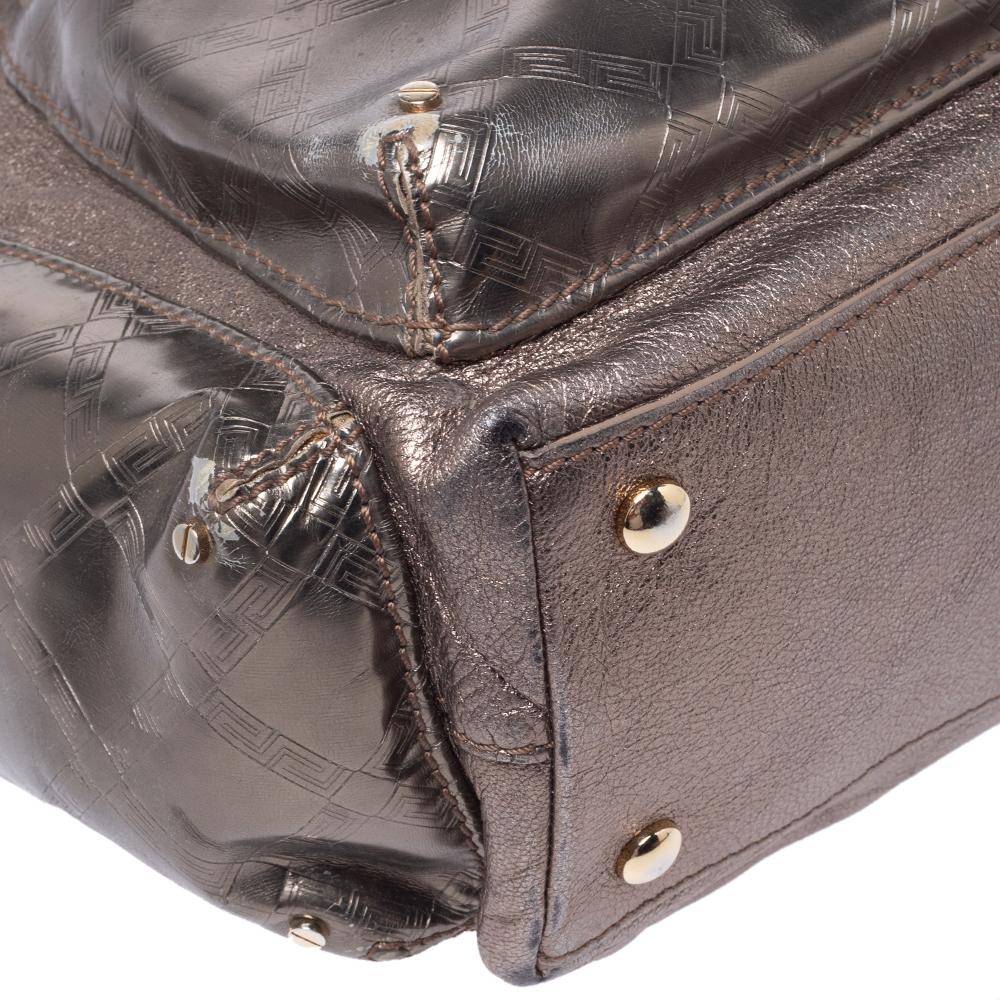 Versace Metallic Leather Pocket Shoulder Bag For Sale 5