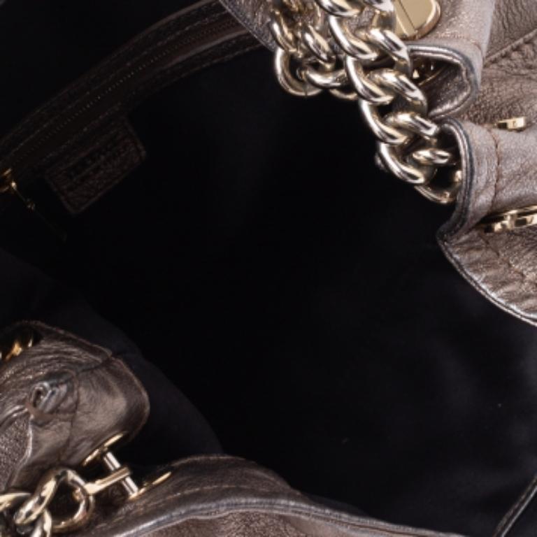 Versace Metallic Leather Pocket Shoulder Bag For Sale 3