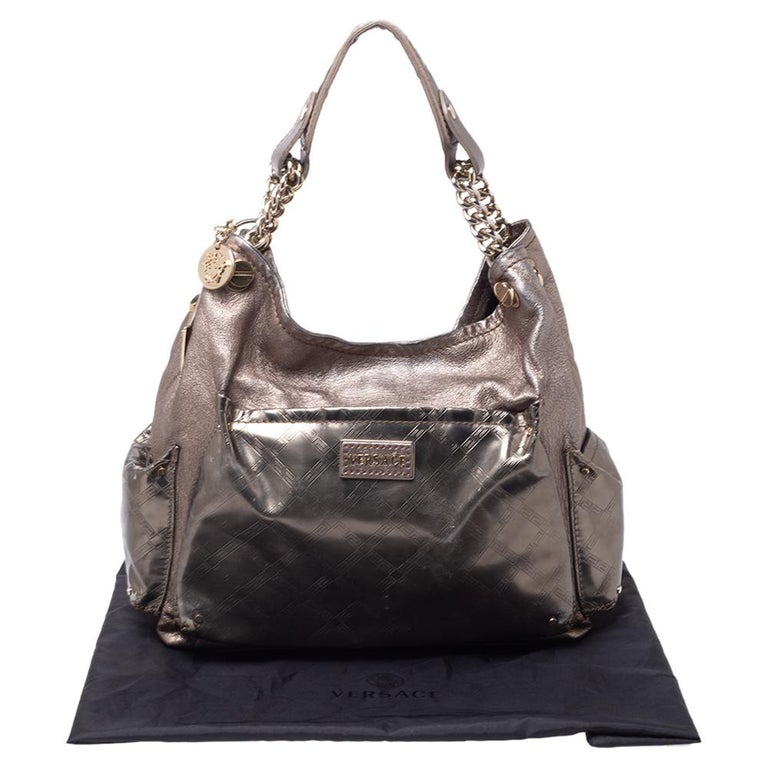 Versace Metallic Leather Pocket Shoulder Bag For Sale at 1stDibs