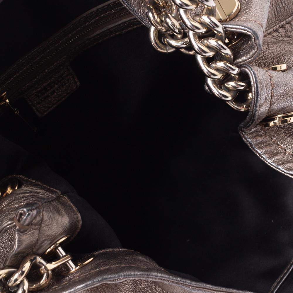 Versace Metallic Leather Pocket Shoulder Bag For Sale 1