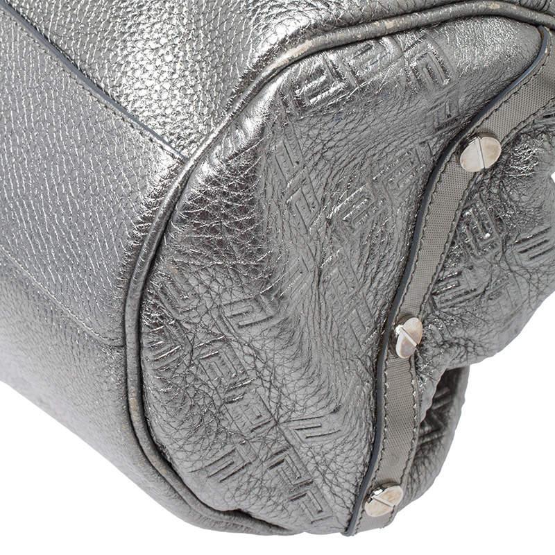 Versace Metallic Silver Leather Chain Link Satchel For Sale 2