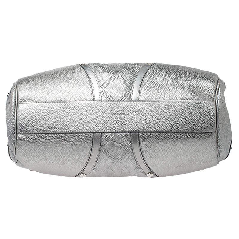 Versace Metallic Silver Leather Chain Link Satchel 3