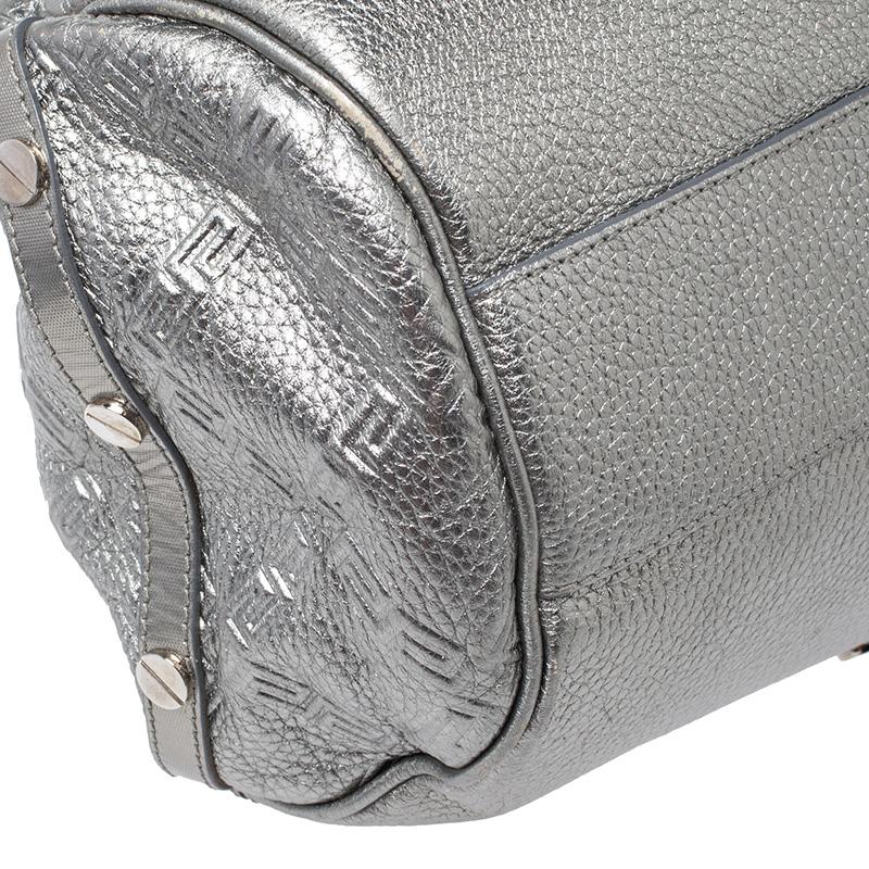 Versace Metallic Silver Leather Chain Link Satchel 1