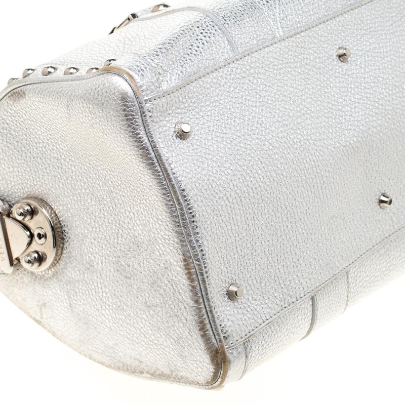 Versace Metallic Silver Leather Madonna Satchel 6