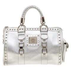 Versace Metallic Silver Leather Madonna Satchel