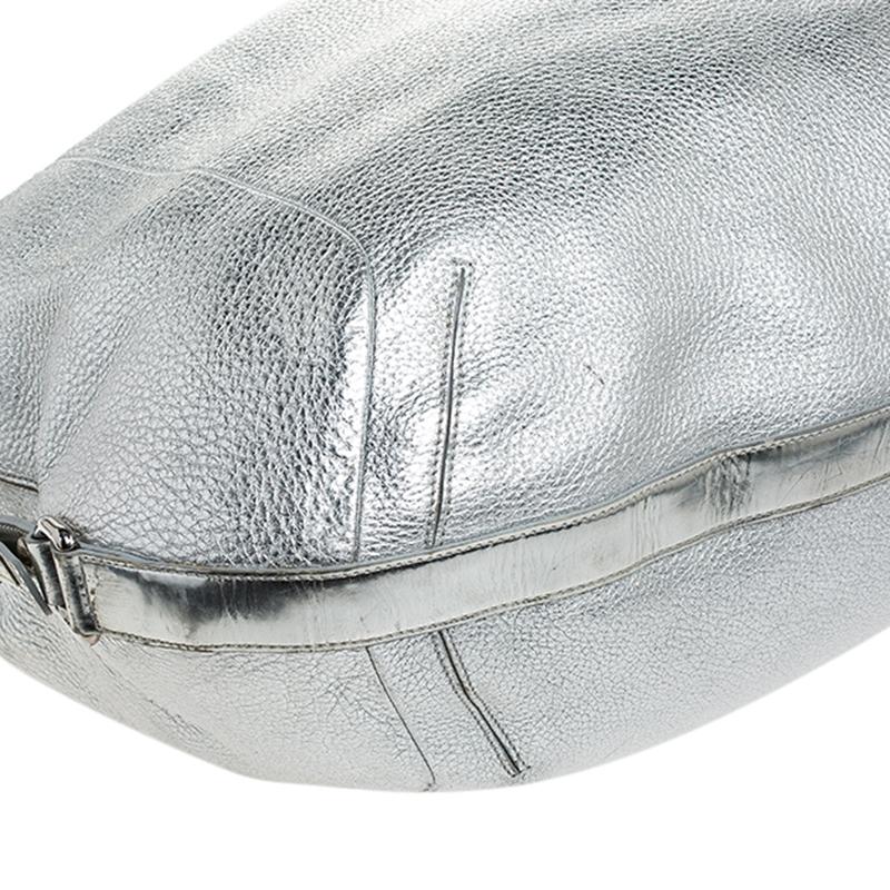Versace Metallic Silver Leather Medusa Hobo 5