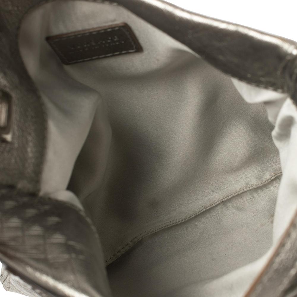Versace Metallic Silver Leather Slim Crossbody Bag For Sale 3
