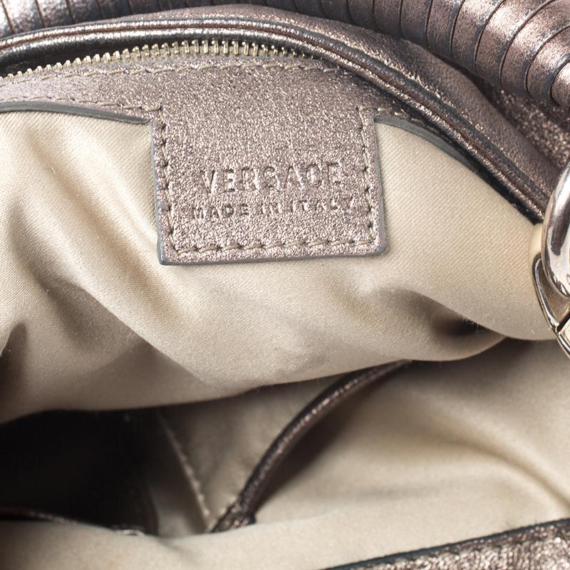 Versace Metallic Striped Leather Hobo 4