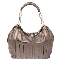 Used Versace Metallic Striped Leather Hobo