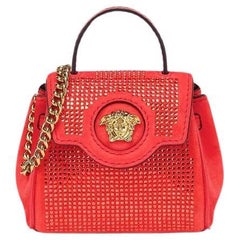 Versace mini bag Le Medusa Suede Red Studded Micro Bag
